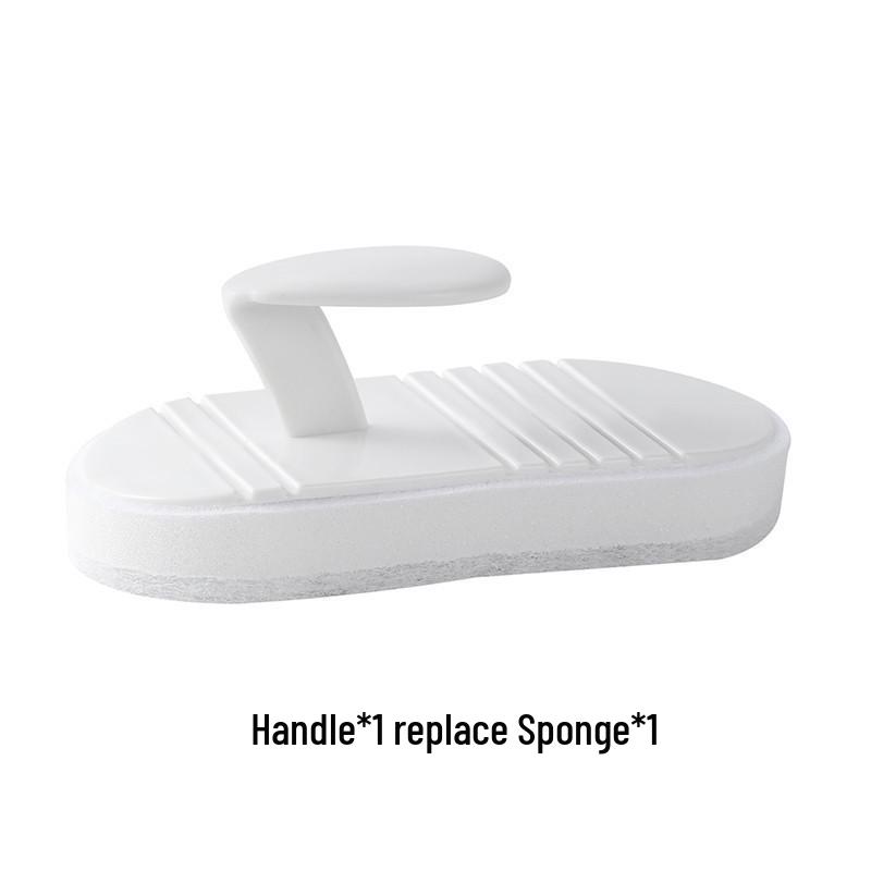 Flexible Tile & Countertop Scrubber with Handle - Replaceable, Easy-to-Foam Sponge Brush