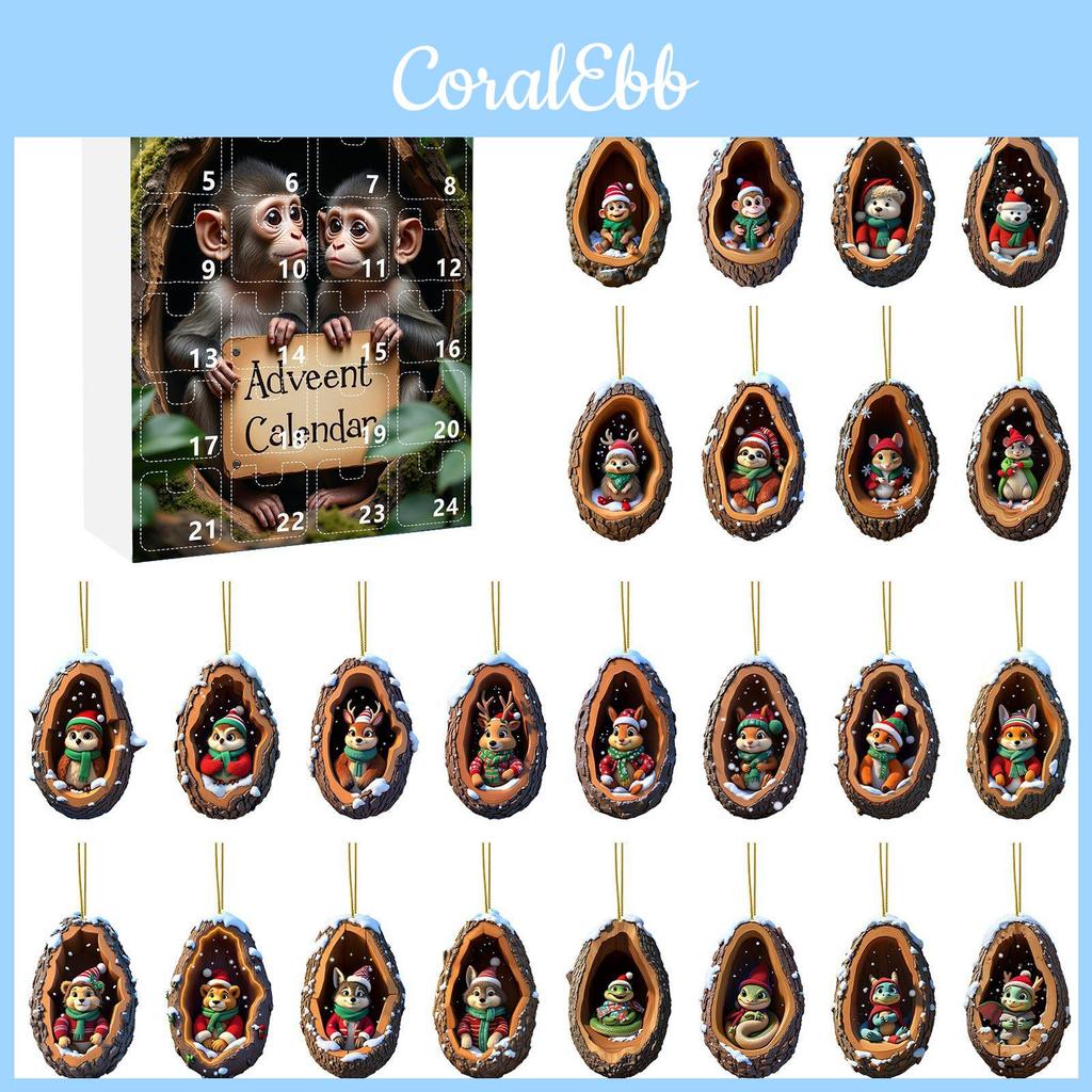 Christmas Countdown Advent Calendar With Acrylic Tree Hole Animal Decorations For Holiday Parties And Giftgiving