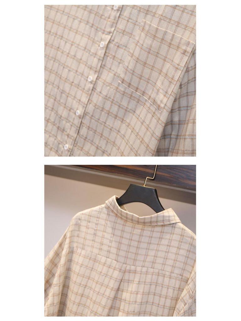 Chic Plaid Slimming Plus Size Summer Three-Piece Suit for Women