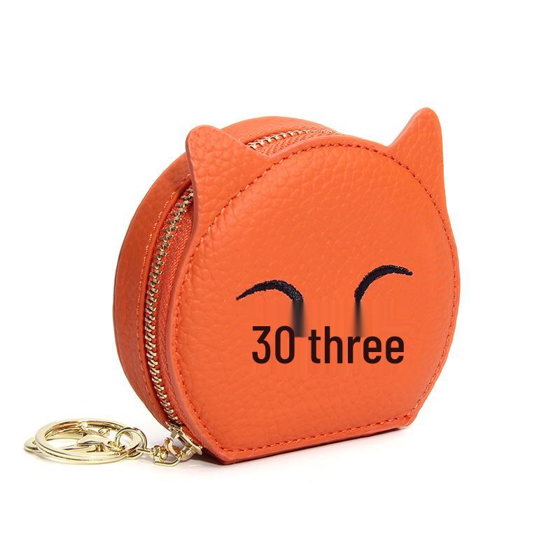 Cute Cowhide Coin Purse & Earphone Storage - Girls' Zipper Wallet with Pendant Decoration