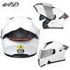 Unisex Full Face Flip-Up Motorcycle Helmet with LED Taillight, All-Season, 3C/DOT Certified