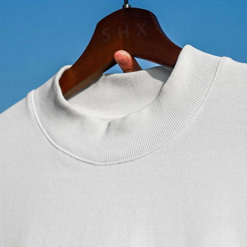350G Cotton Heavyweight Small Neck T-shirts Men Solid Color Male Short-sleeved T-shirt Loose Shirts Casual T Shirts