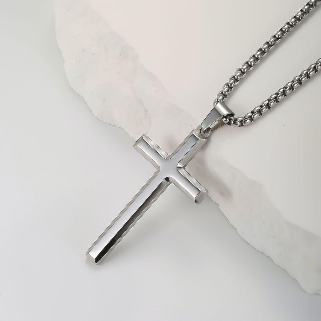 Collier Homme Spiritual Male Minimalism Stainless Steel Necklace Man's Jesus Cross Necklace for Man Collar Hombre