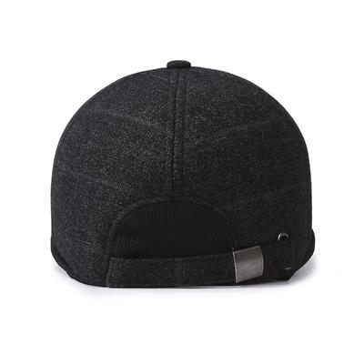 New Middle-Aged And Elderly Men'S Woolen Baseball Cap Outdoor Casual Warm Windproof Plaid Hat Thermal Ear Cap
