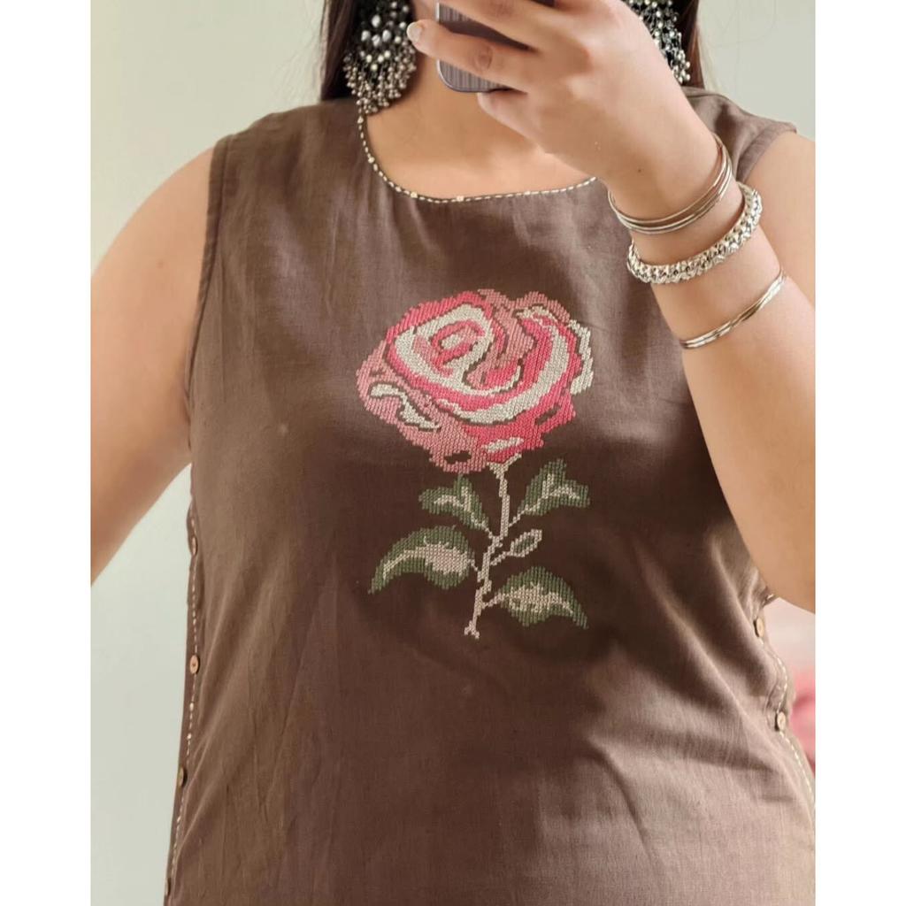 Indian Designer Top Tunic Kurta Pant Set Pakistani Party Wear Sleeveless Kurti SC-2265