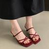 Fashion 2025 New Toe Elegant Wedge Sandals Women's French Retro Outwear Summer Casual Beach Slippers