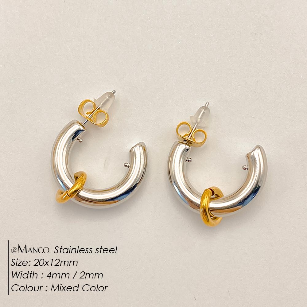 Stainless Steel PVD Gold Plated Hoop Earrings for Women TE19471