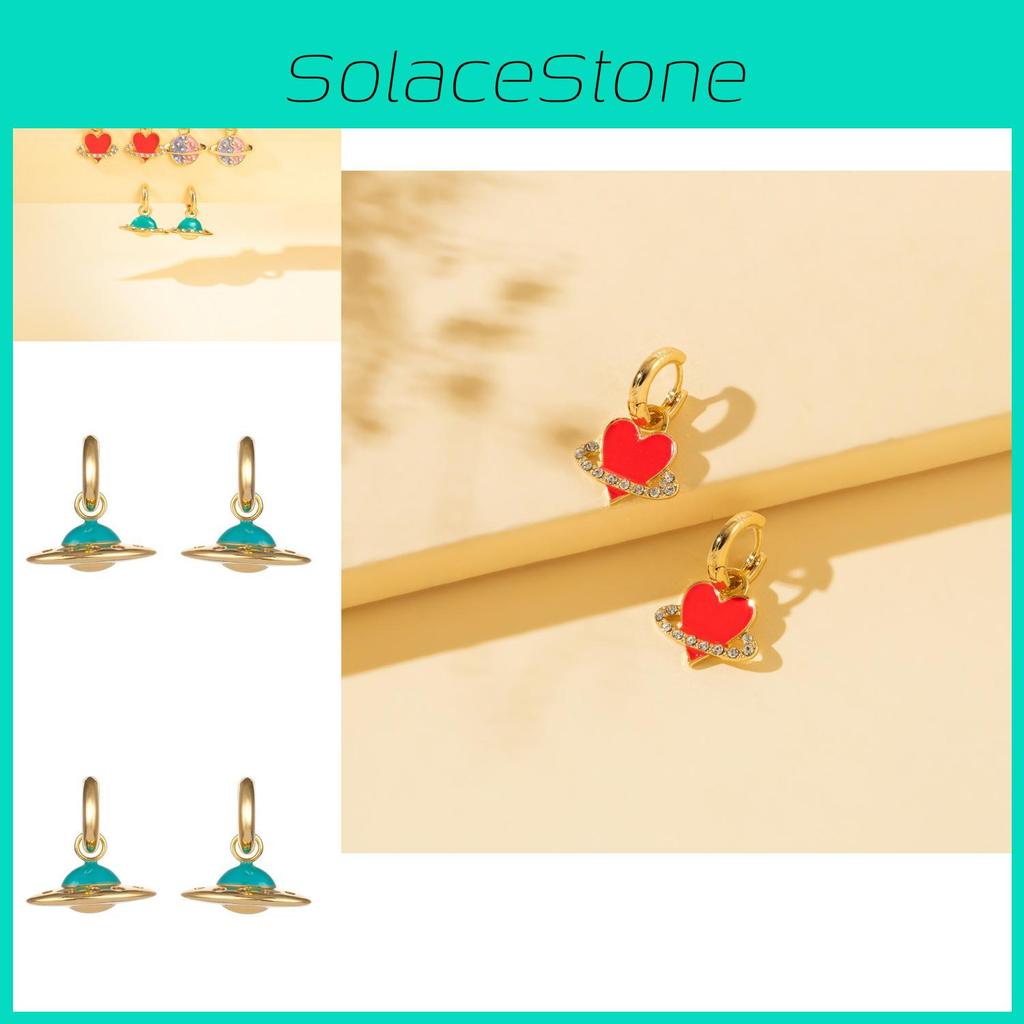 Trendy Winter 2021 Alloy Earrings Stylish Heart And Planet Designs Jewelry