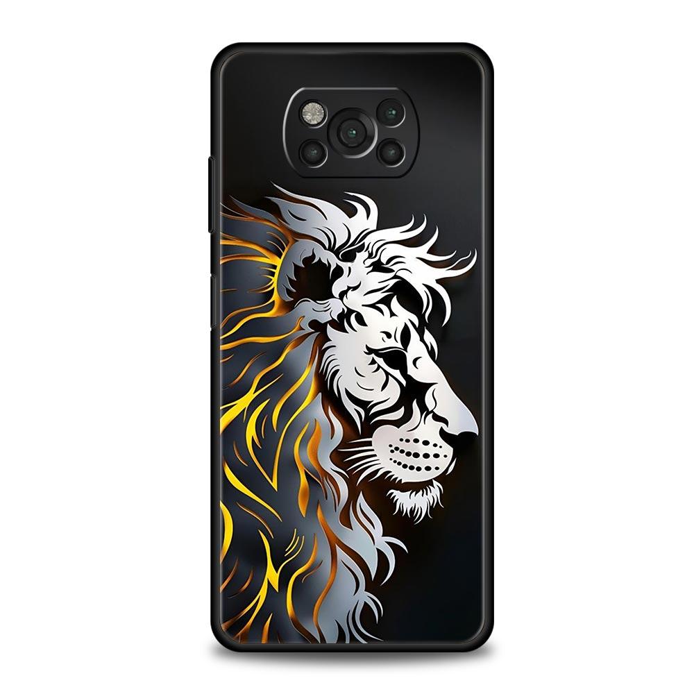 Cross Pattern Bicolor Lion Phone Case for Xiaomi Poco F7 F6 F5 F4 F3 X6 X5 X4 X3 NFC F7 Ultra M4 C51 C55 GT 5G Soft TPU Cover
