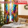 2D FLAT PRINTING 2pcs Curtains (Without Rod) Colorful Butterfly Wings Saint Patrick Is Day Festival Fashion Curtains Versatile