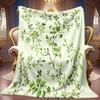 1pc 2D Green Vine White Flower Theme Pattern Flannel Blanket, Soft HD Digital Print Cooling Blanket Suitable for All Seasons! Soft And Breathable 100%