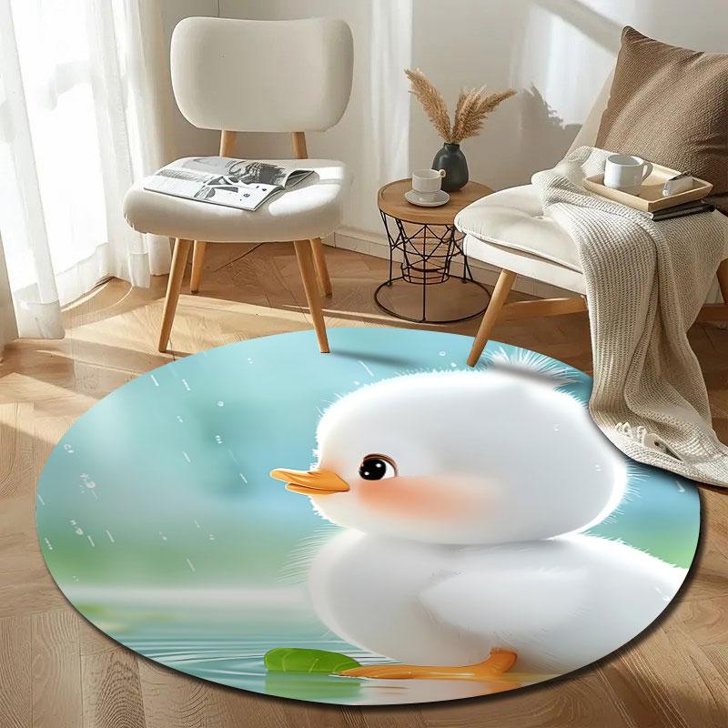 Vintage Round Rainbow Multicolor Rug Mat, Non-Slip Floor Mat for Office