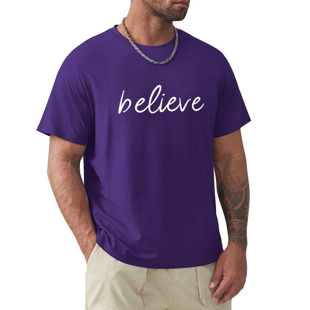 Believe T-Shirt Tees Custom T Shirt Anime Figures Aesthetic Clothing Mens Cotton T Shirts
