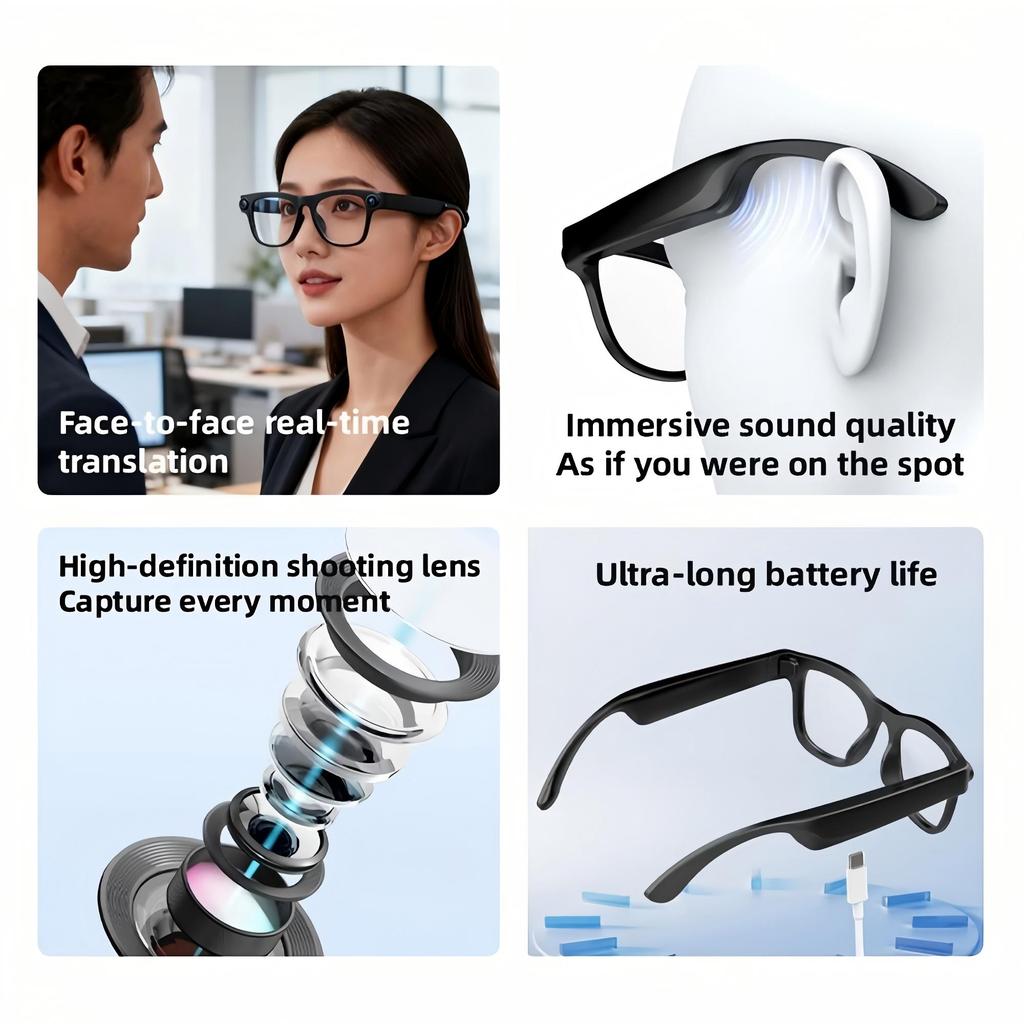 Multifunctional 2026 New 800W HD Camera AI Smart Glasses 4K Photo 1080P Video Record AI Translation Call Waterproof Translation Sunglasses Men Women