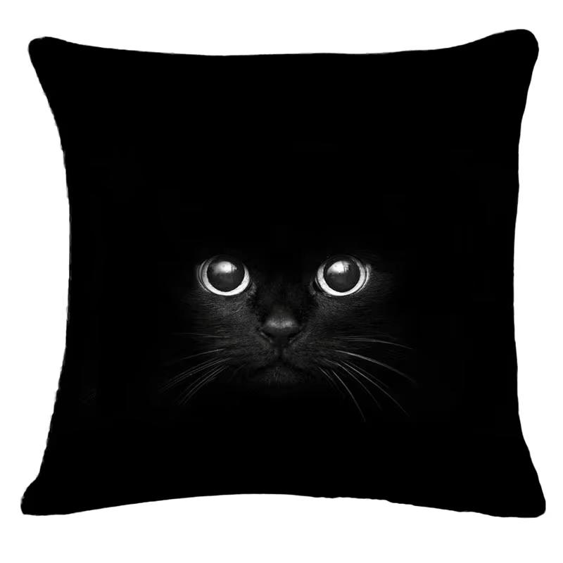1Pc Cat Print Double-Sided Pillow Cover: Polyester 2D Pattern, Minimalist Pet Style. Gift—Ideal For Living Room/Kid’S Room Use,