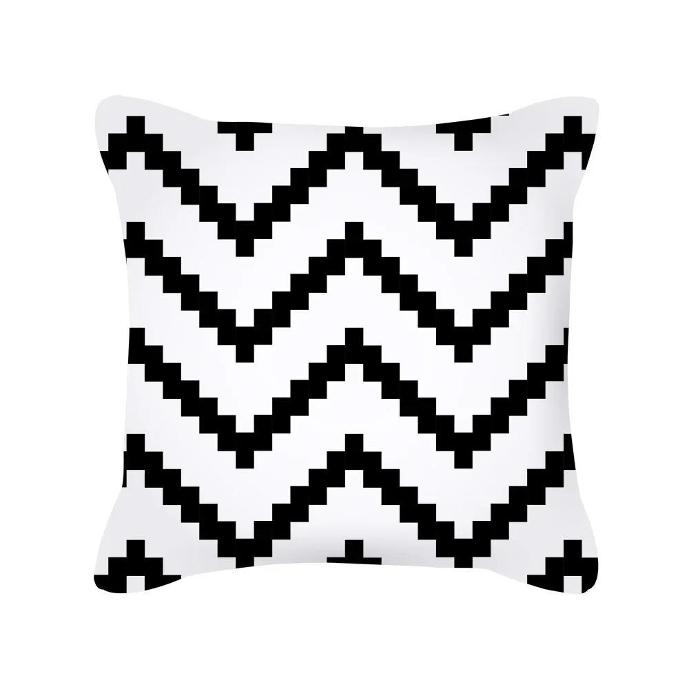 Kissenbezug schwarz und weiß, Kissenbezug mit geometrischem Druck, Moderner und schlichter Stil, Heimdekoration, für Sofa