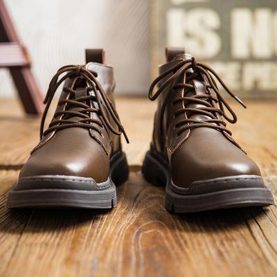 Men's High Street Style Autumn Casual Men's Mid Top Cowhide American Workwear Shoes High Top Leather Shoes Snow Boots