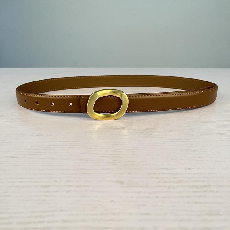 Leather Women'S Belt Simple Round Buckle Girls Belt With Jeans Casual Pants Belt Women'S