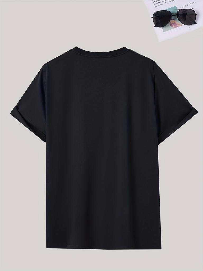 European Sizes Men's Summer Short Sleeve T-Shirt with Letter '' Print - Casual Round Neck Breathable Top, Short Sleeve Summer Wear for Hot Weather