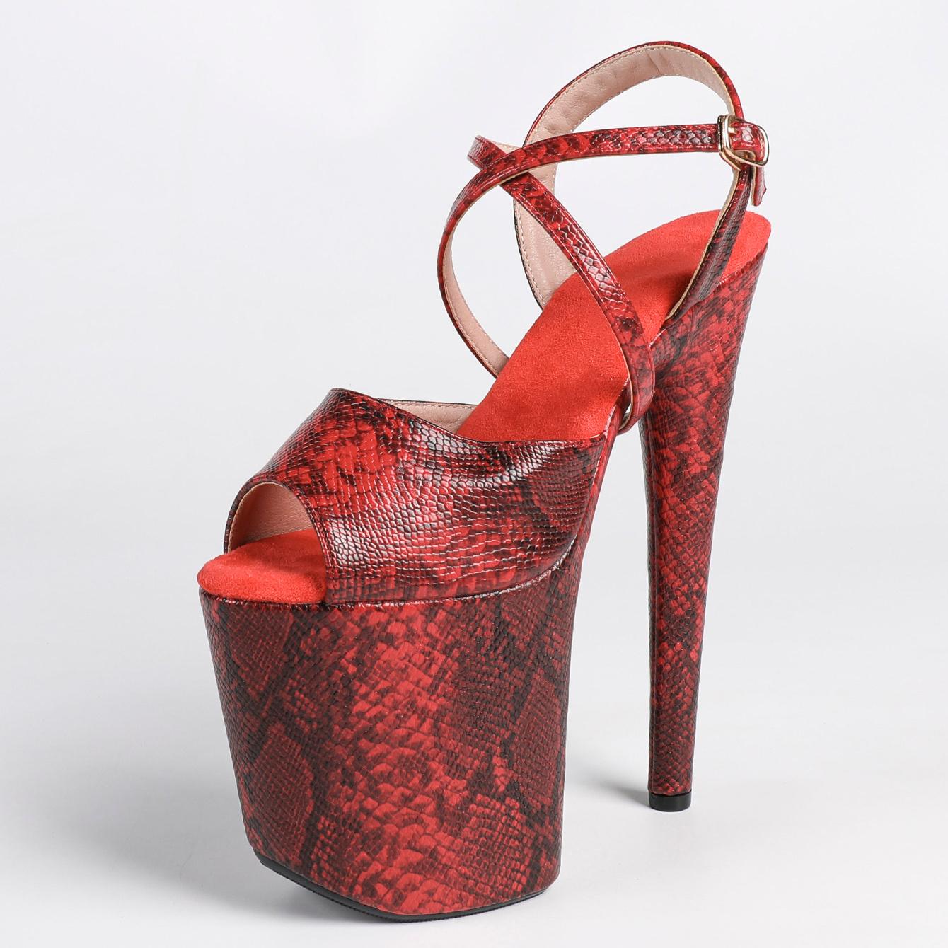 

Women s Red Leopard Print Heeled Sandals Cross Strappy Platform Sandals Sexy Open Toe Party Dress Shoes 20cm Heel Fish Toe 36 красный