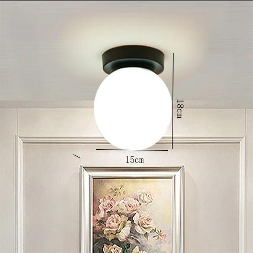 Gold LED Bulb Porch Light Aisle Living Room Bedroom with Modern Ceiling Light White Glass Ceiling Light