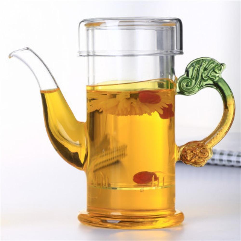 

Heat-resistant glass teapot, tea set, dragon handle, red teapot, flower teapot to make tea, teapot filter, kung fu set, tea leak