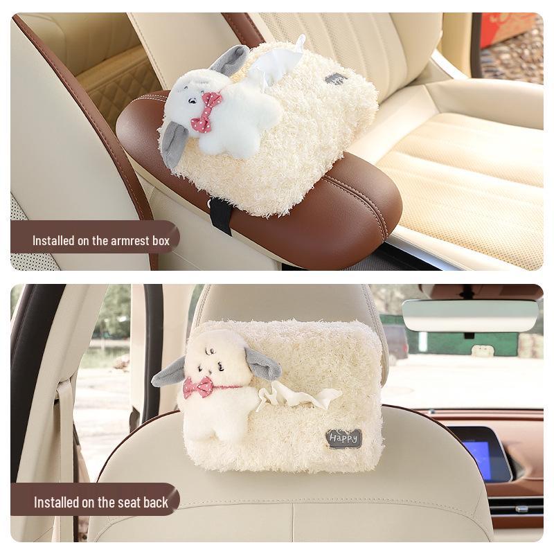 Cartoon Hanging Car Tissue Box - Cute Decorative Pull-out for Armrest
