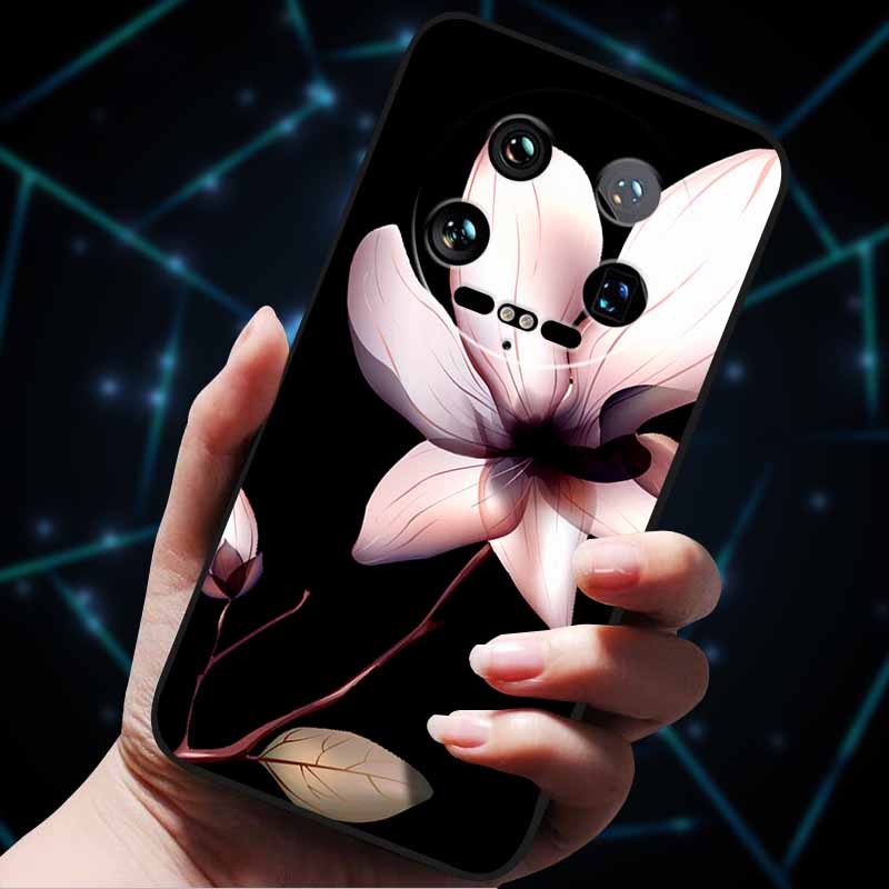 Pour Xiaomi 14 Ultra Coque 15Ultra 13Ultra Pare-chocs Souple en Silicone Fleurs 3D Gaufrées Coques de Téléphone pour Xiaomi 15 Ultra Coque Arrière Funda