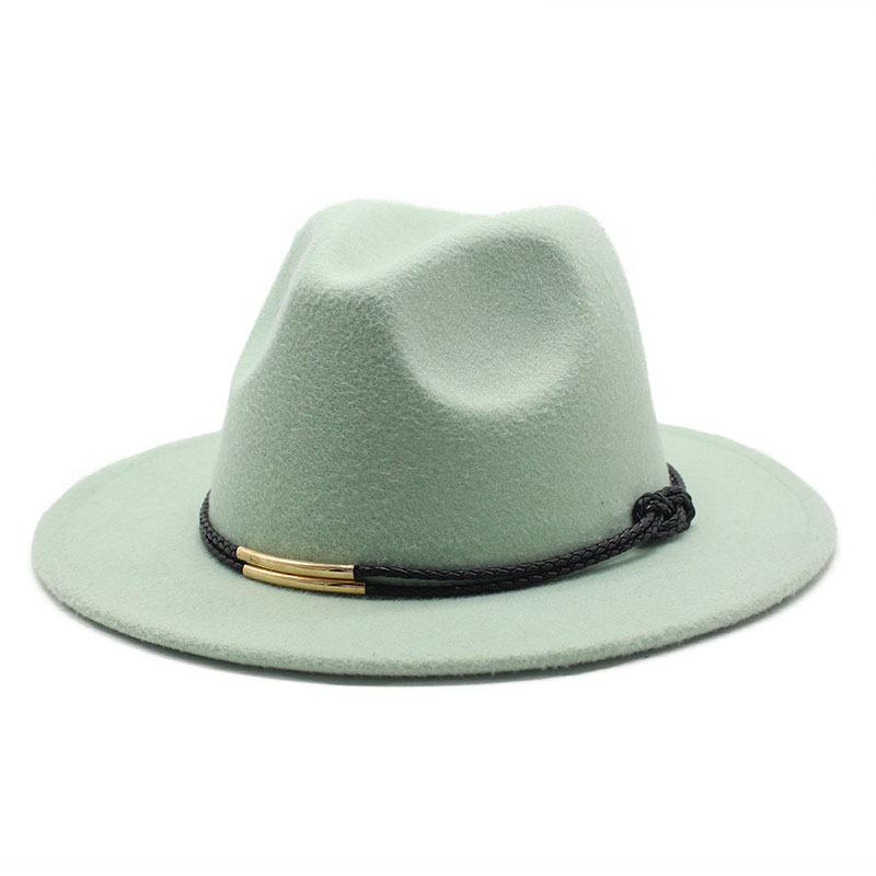 Hat Men'S And Women'S Jazz Hat Quarterly British Retro Belt White Top Hat Woolen Gentleman'S Hat