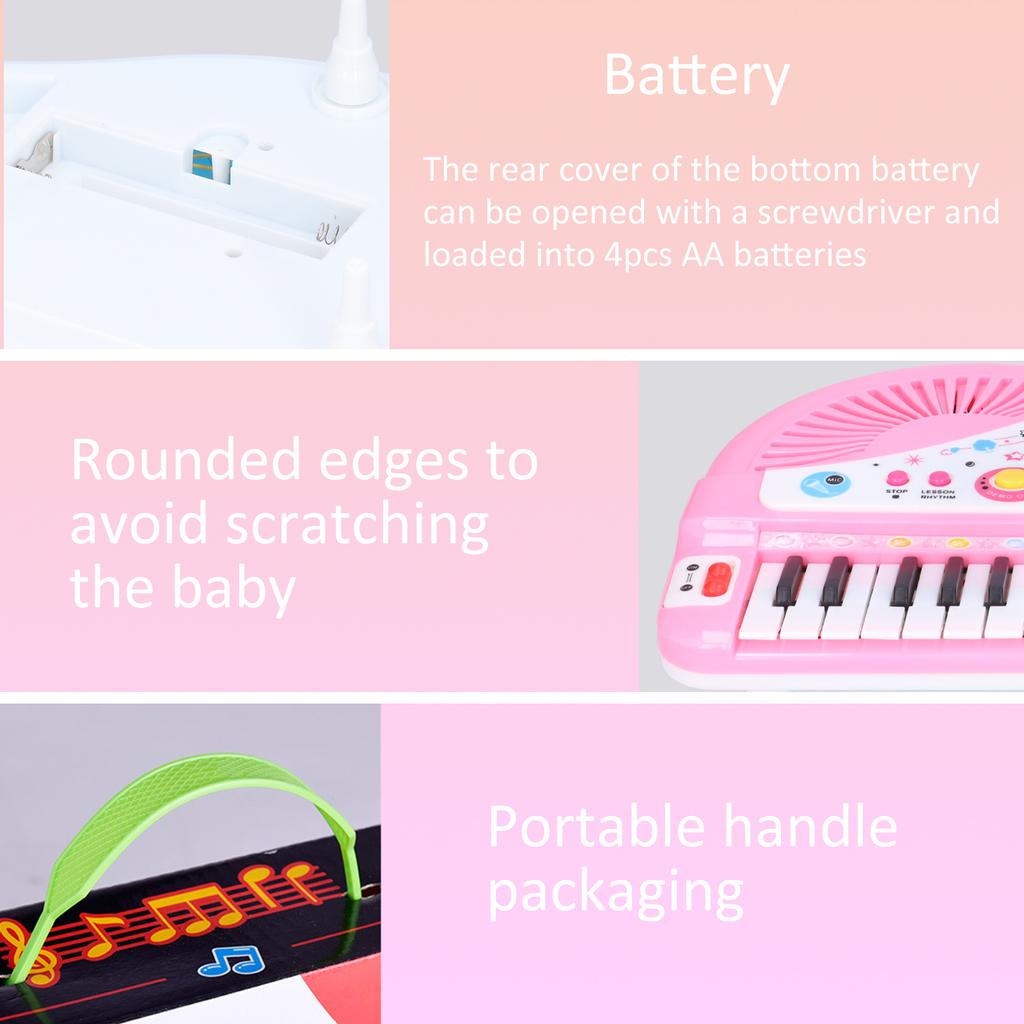 Children Music Instrument Toy with Microphone Battery Powered 37 Keys Electric Music Toy