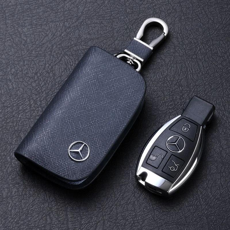 GLC GLB Leather Car Key Case Protection Auto Key Bag Key Chain Cover For Mercedes Benz W176 W177 W204 W205 W212 W213 W206 X156