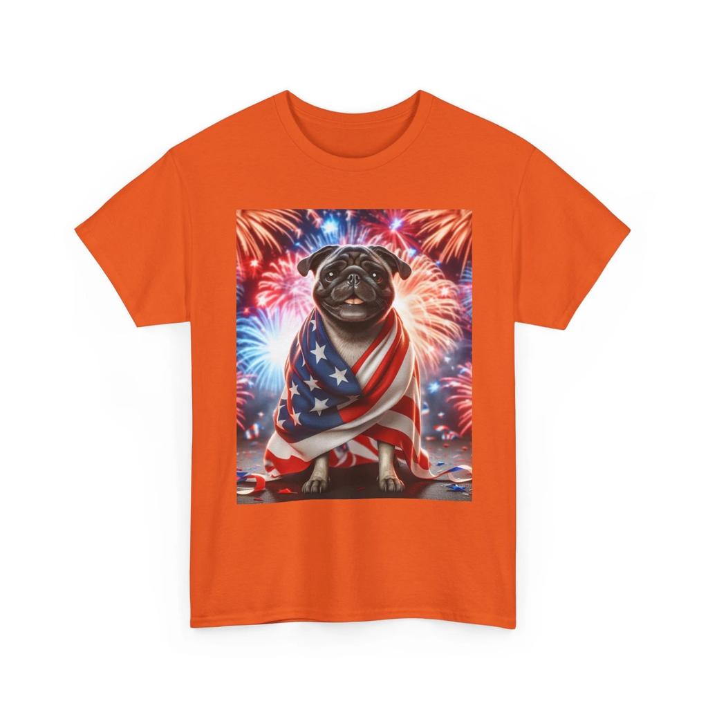 Patriotic Pug Tee - Unisex Heavy Cotton Shirt, Dog Lovers, Cute Gift
