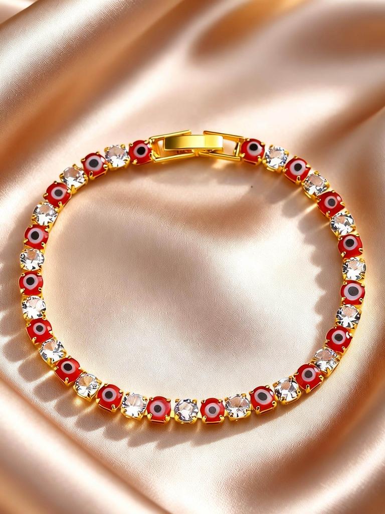 Bohemian Fashion Evil Eye Tennis Bracelet AAA Cubic Zircon Turkish Blue Devil Eye Chain Bracelets for Women Luxury Jewelry Gift