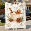 1PC Hot Chocolate Gingerbread manOutdoor Flannel Blanket - Soft Plush Decor for Picnics, Camping, Bedroom, Playroom, Office, or Lunch Break 1334A