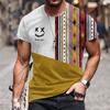 Vintage ανδρικό μπλουζάκι τρισδιάστατο έθνικ στάμπα κοντομάνικο μπλουζάκι για άντρες Καλοκαιρινό μπλουζάκι με λαιμόκοψη Ανδρικά ρούχα μεγάλου μεγέθους