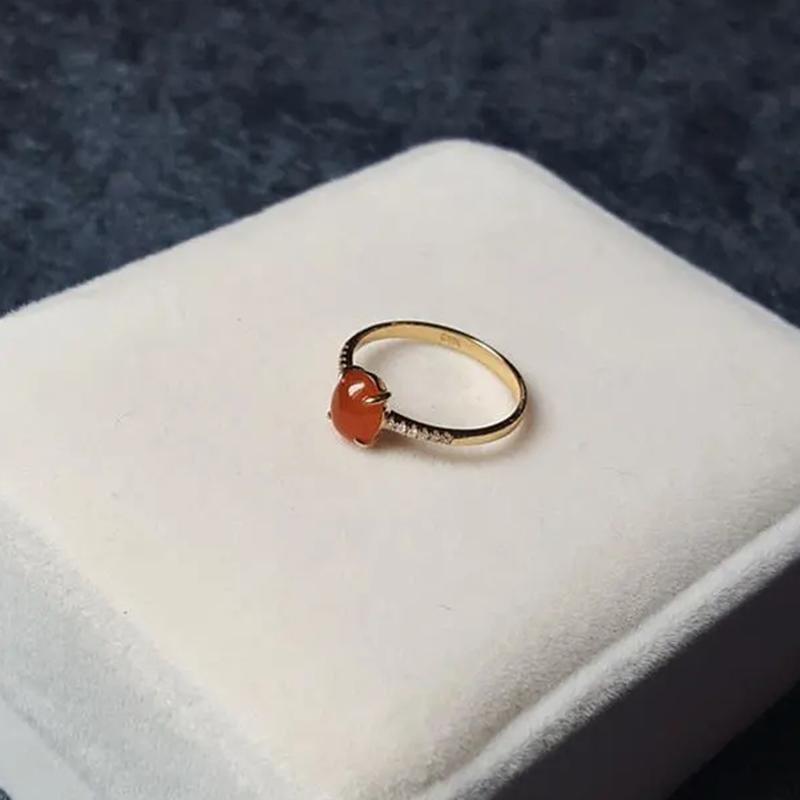 Inspired By The New Natural Ice Seed Chalcedony Egg Round Opening Adjustable Ring Elegant Charm Retro Female  Jewelry
