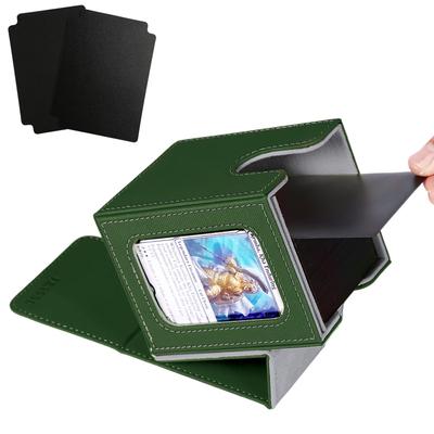 Venssu Deck Trading Card Card Display 100 Compatible with Double and Triple Vertical 2 Dividers and 1 Top Leather Interior Case, Case, Window, Pieces,