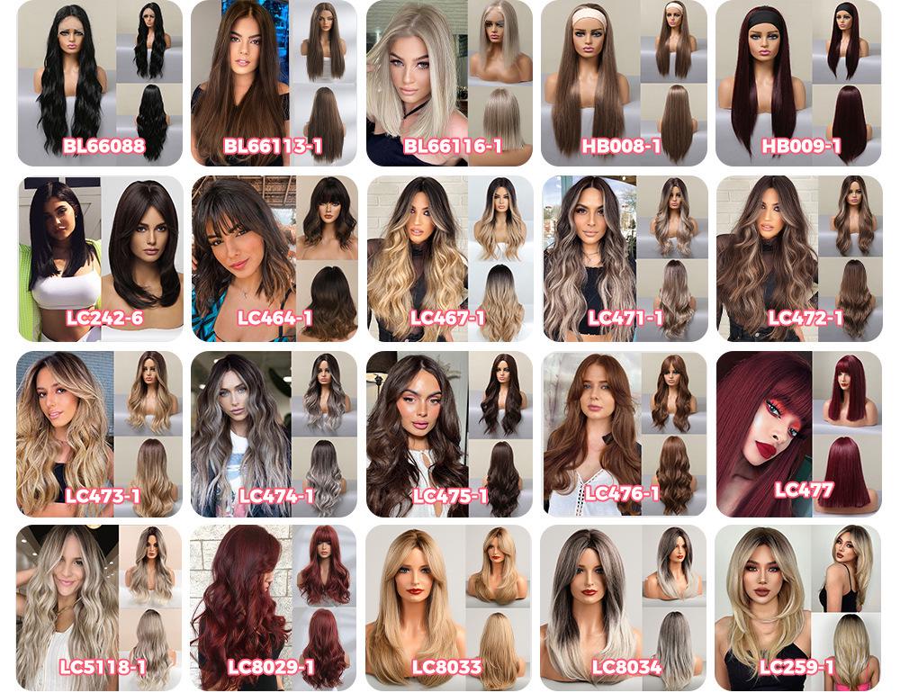 EMMOR Gradient Medium-Long Curly Wig with Side-Parted Flipped French Bangs
