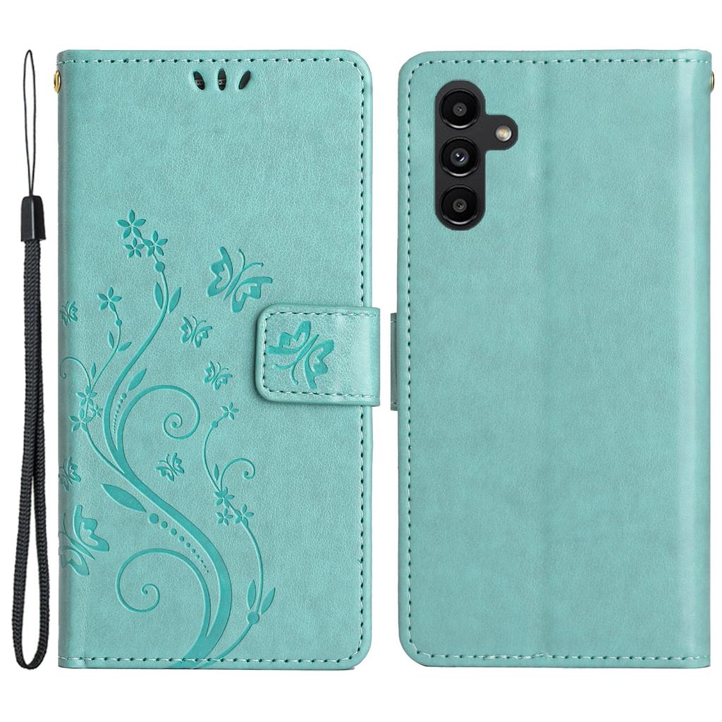 For Samsung Galaxy A54 5G Anti-drop Flower Butterfly Imprinted Flip Phone Cover Shockproof PU Leather Phone Case Wallet Stand