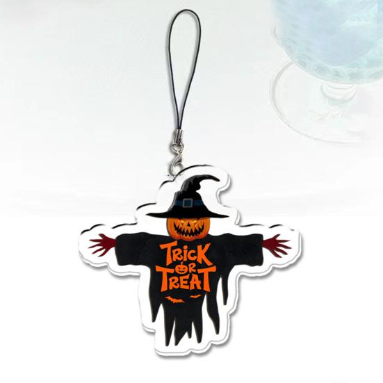 Halloween Pumpkin Ghost Ornaments for Cars 2D Acrylic Rearview Mirror Holiday-themed Decorative Pendants Pendant Keychain