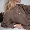 Women's Retro Knit Sweater - Round Neck, Solid Color, Loose Fit, Autumn/Winter Pullover Top