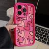 Pink heart pattern design Phone case iPhone 15 Pro Max 11 12 13 16 14 Plus Silicone Shockproof Case Lens protector shell