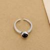 925 Sterling Silver Black Open Rings for Women Personality Simple Style Lady Prevent Allergy Sterling-silver-jewelry