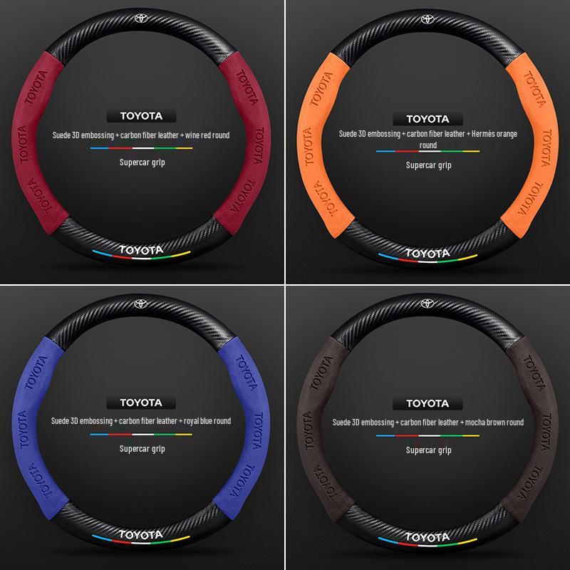 Toyota Avalon Steering Wheel Cover 2019-2024, Carbon Fiber Genuine Leather, Ultra-Thin, All-Season Universal Fit