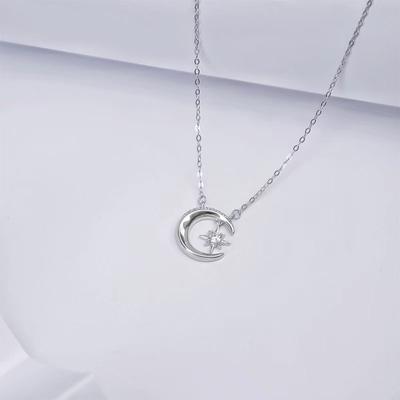 Sterling Silver Star Moon Diamond Gift Temperament Clavicle Chain Light Luxury Design Gift Niche Female Korean Fashion