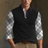 Fashion Men's Long Sleeve Polo Shirt Home Casual Comfortable Long Sleeve Button Down Top