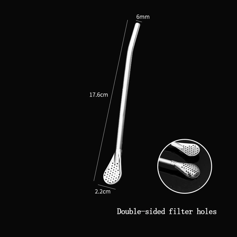 Straw Spoon Multi-purpose Stainless Steel Straw Spoon Cute Creative Coffee Stirring Spoon Juice Milk Tea Spoon