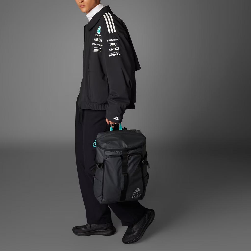 Adidas X Mercedes-Amg Collaboration Mercedes - Amg Ss25 Petronas F1 Team Comfortable Striped Loose Fit Zip Jacket Men Jacket Black JX0748