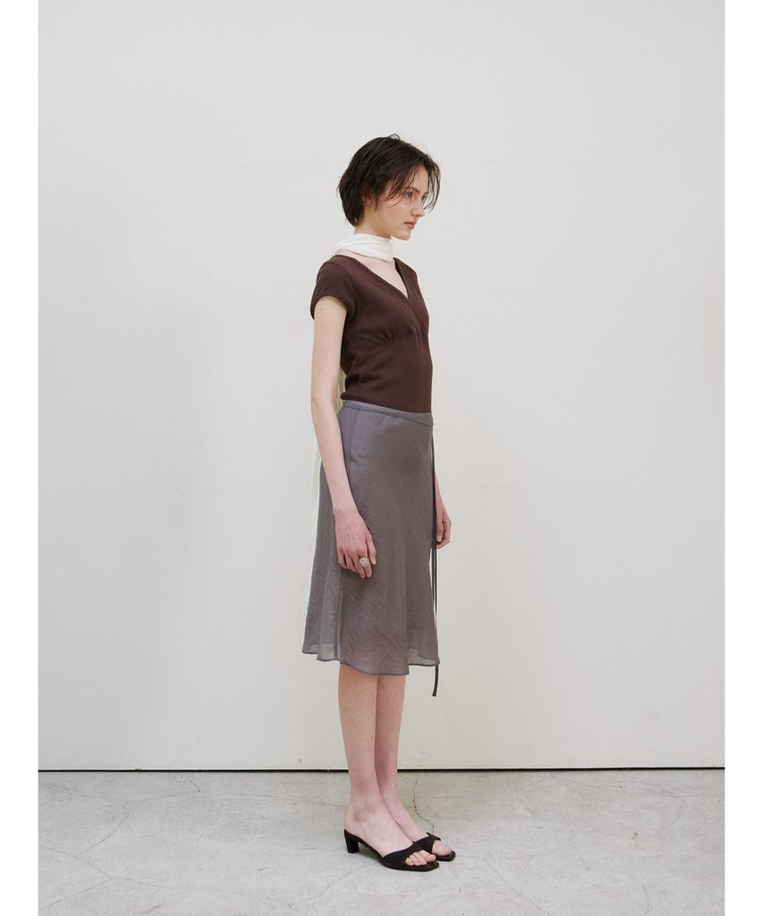 Ninnis [3Rd] Glassy See-Through Skirt (Khaki)