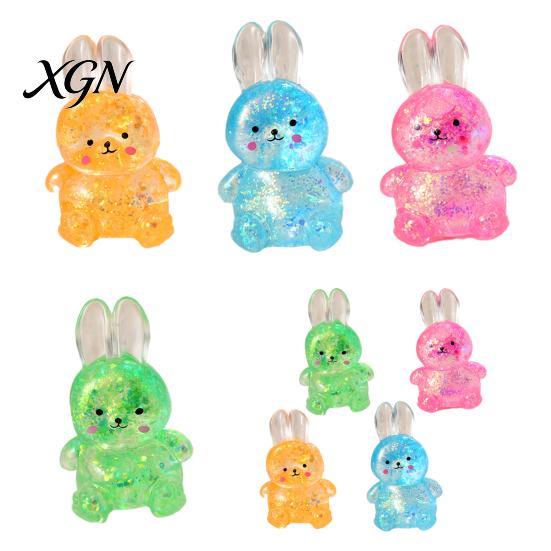 Rabbit Stress Toy 1/4Pcs Transparent Glitter Bunny Squeeze Slow Rebound Relief Fidget Cartoon Sensory Decompression Animal Ball Shaped Pinch